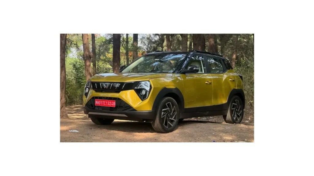 Mahindra XUV 3XO compact SUV showcasing bold design, LED DRLs, alloy wheels, and modern front styling