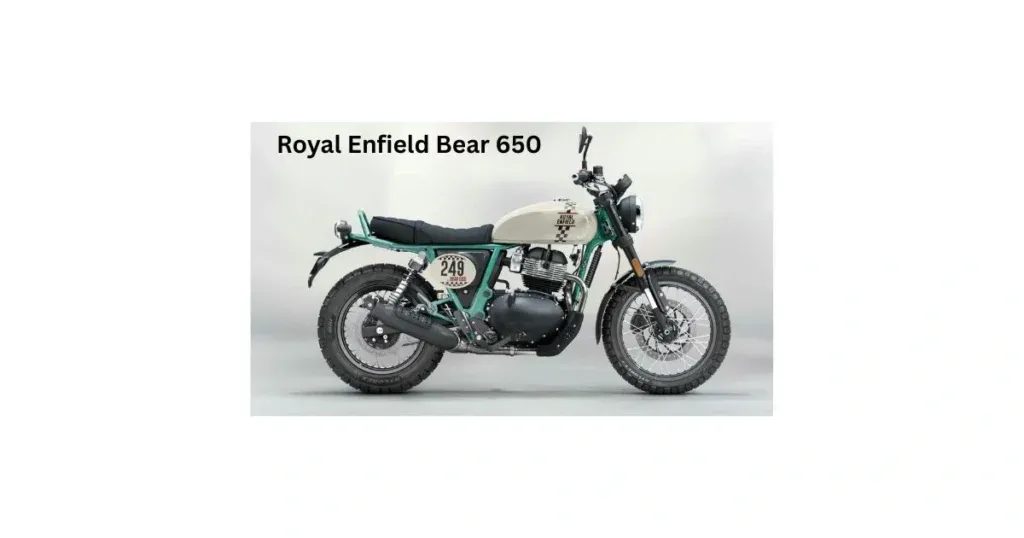 Royal Enfield Bear 650 scrambler motorcycle showcasing rugged design upright stance and powerful twin cylinder performance