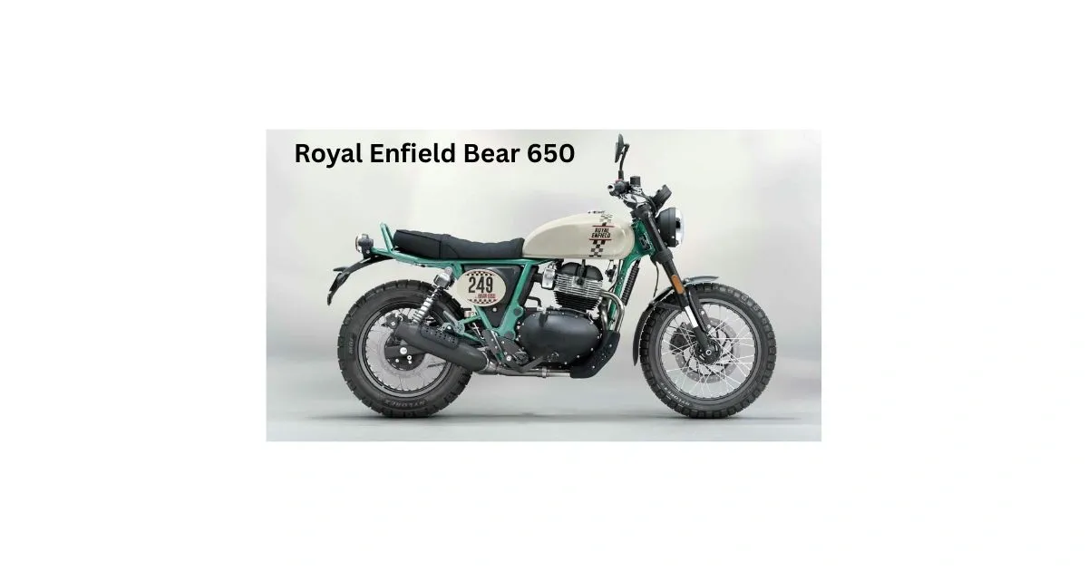 Royal Enfield Bear 650 scrambler motorcycle showcasing rugged design upright stance and powerful twin cylinder performance
