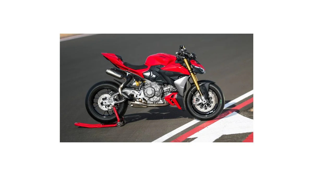 Ducati Streetfighter V2 powerful naked motorcycle showing aggressive design premium components and sporty riding posture in India