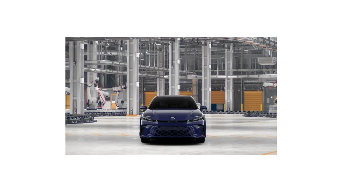 2026 Toyota Camry hybrid Nightshade Edition showing bold blacked-out exterior, 19 inch wheels, and sleek modern design