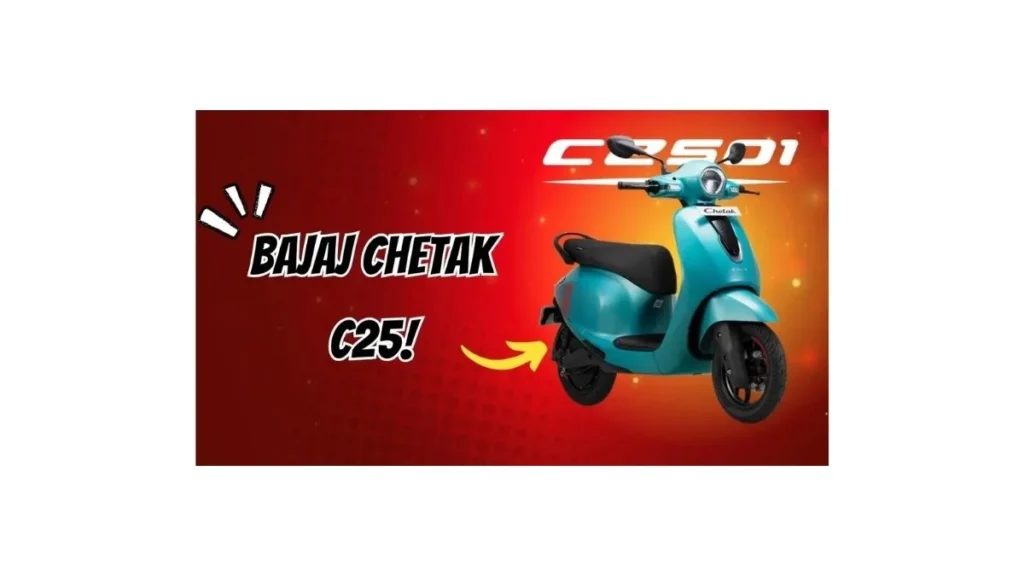 2026 Bajaj Chetak C25 electric scooter in India showing metal body, 113 km range and city commuter features