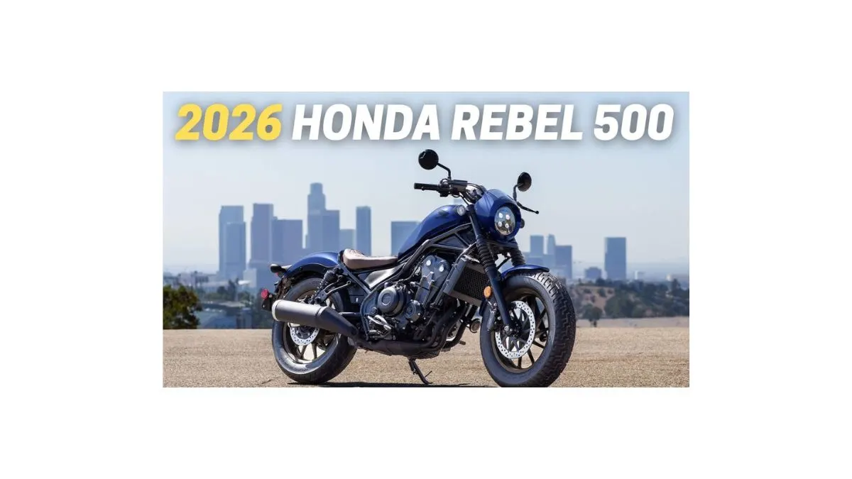 2026 Honda Rebel 500 cruiser motorcycle featuring a 471cc parallel-twin engine, low seat height, modern bobber styling and relaxed riding ergonomics