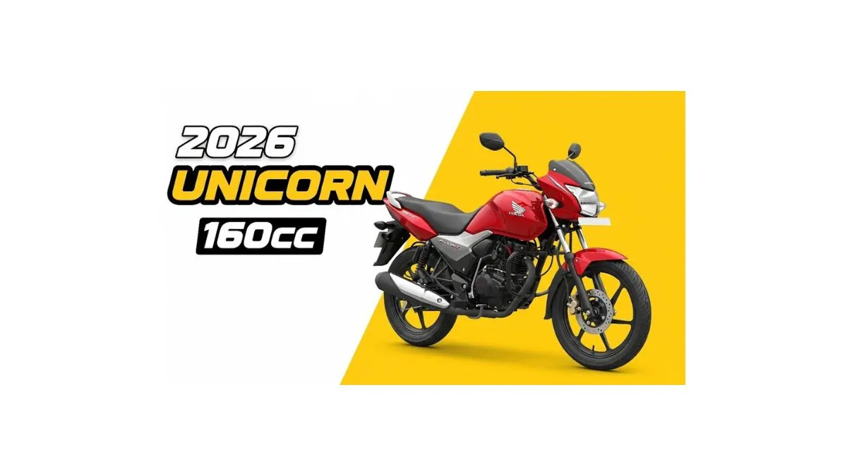 2026 Honda Unicorn 160 commuter motorcycle with smooth 160cc engine, premium fuel tank design and comfortable upright riding posture in India