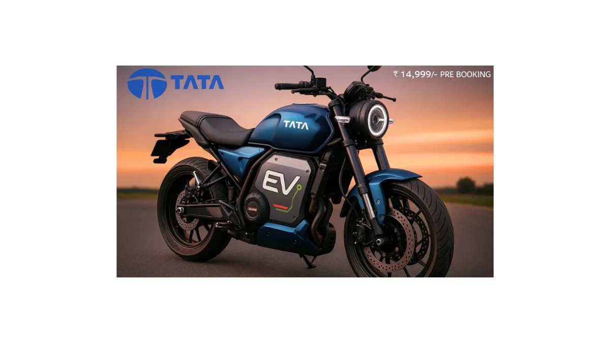 Tata electric bike featuring modern LED lighting, digital instrument cluster and electric powertrain
