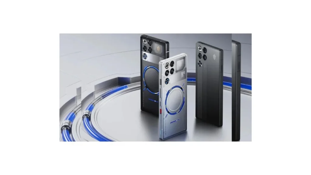 Red Magic 11s Pro gaming smartphone shown with futuristic design, cooling system, and performance-focused features